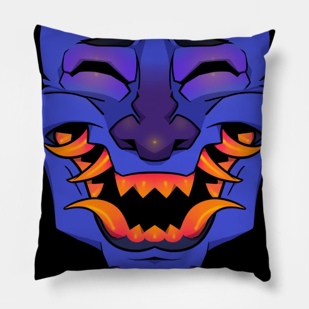 BLUE ONI Pillow by GRIFINITY