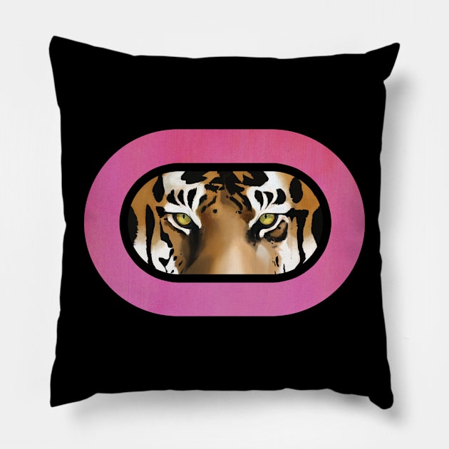 Intense stare from a tiger Pillow by Moon Lit Fox