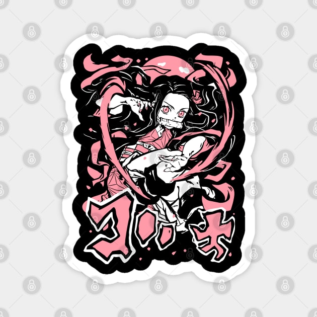 Demon Slayer - Nezuko in Action Cool Design Magnet by Otaku Vibes