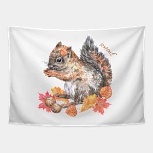 Squirrel in French Watercolor Tapestry