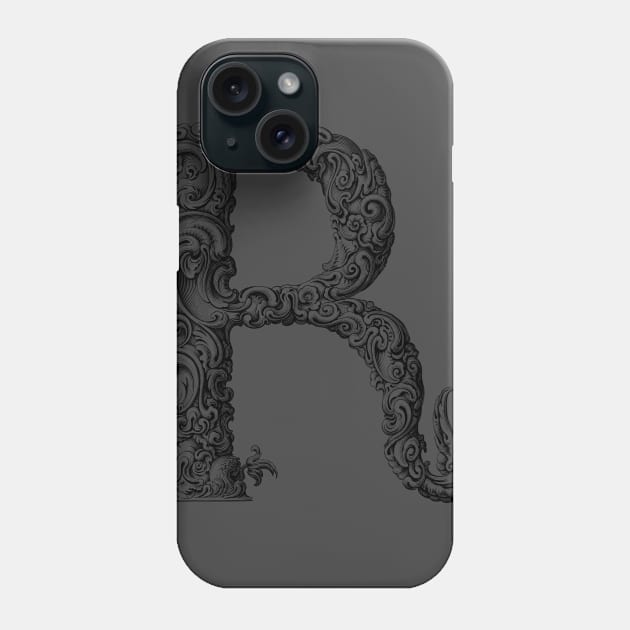 Vintage Initial Letter Lettering Alphabet R Phone Case by AltrusianGrace