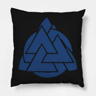 Blue Triquetra Valknut Symbol Pillow