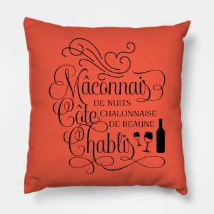 Notable Burgundy Regions Wine Love Pillow