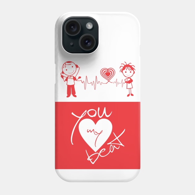 You My Heart Beat love Quotes Phone Case by labno4