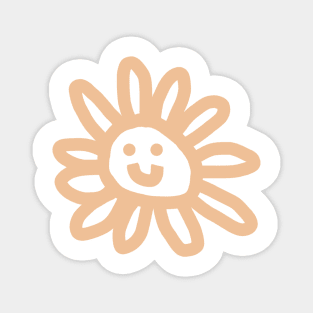 Soft Orange Daisy Flower Smiley Face Magnet