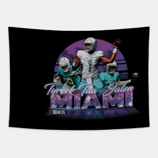 Tua Tagovailoa Tyreek Hill & Jalen Ramsey Miami Neon Tapestry