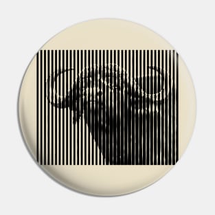 Buffalo Bull Close-up Anamorphic Pop Art Pin