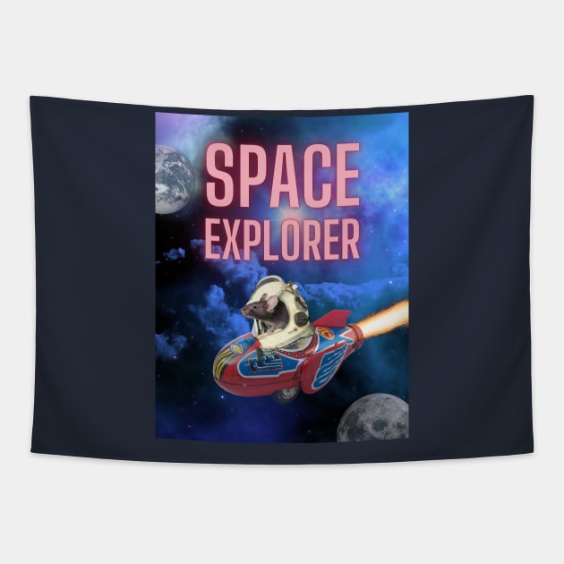 Space Explorer - Cute Mouse traveling in space Tapestry by lordy