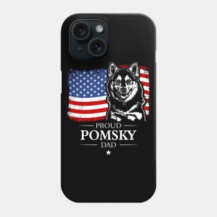 Proud Pomsky Dad American Flag patriotic dog Phone Case