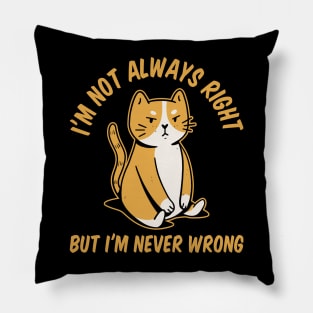 Im Not Always Right Funny Sarcasm Gift Pillow