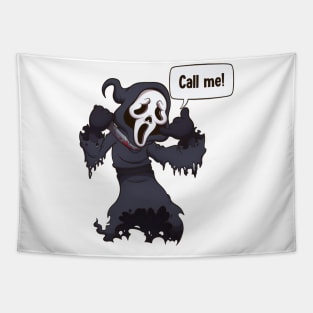 Ghost With Screaming Face Holding A Knife Tapestry