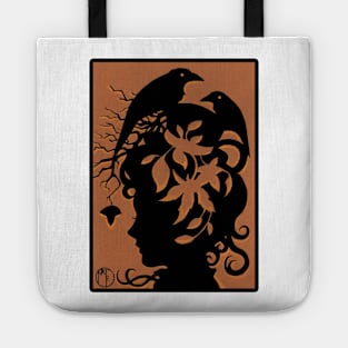 Autumn Spirit Silhouette - Black Outline Version Tote