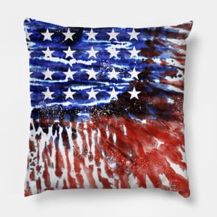 4th of July tie-dye flag Pillow