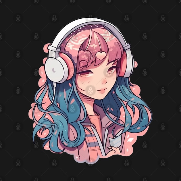 Cute headphone anime girl by AestheticsArt81