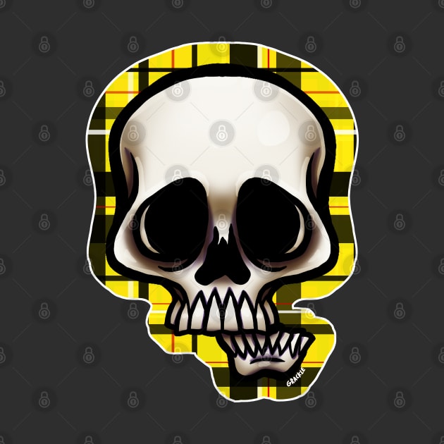 Yellow Plaid Skull by Jan Grackle