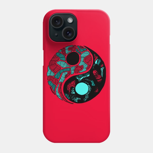 Turqred Abstract Yin Yang Phone Case by kenallouis