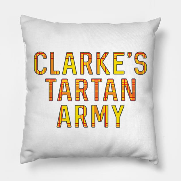 Clarke's Tartan Army, Scottish Lion Rampant Coloured Tartan, Scottish Football Slogan Pillow by MacPean