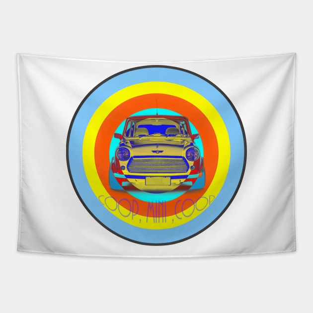 Mini Cooper on target Tapestry by AaaahEeeekStudio