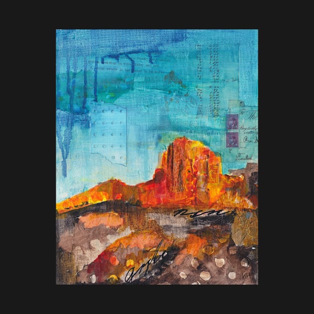 Red rock desert mixed media painting by kittyvdheuvel