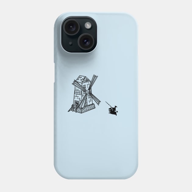 Don Quixote Chasing Windmills Phone Case by Taversia