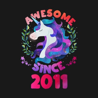 Cute Awesome Unicorn Since 2011 Funny Gift T-Shirt