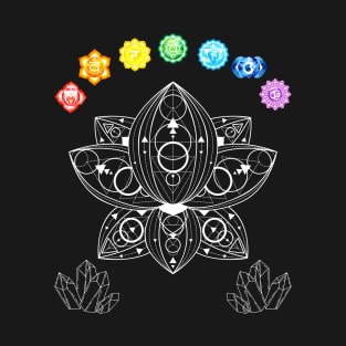 Mystical Chakras Lotus Blossom Crystals T-Shirt