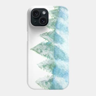 Peaceful Snow Winter Forest Watercolor Drawing Phone Case