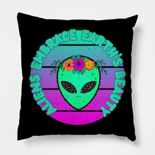 Alien Embrace Earths Beauty Pillow