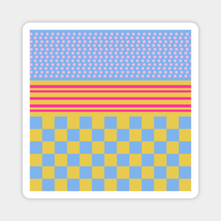 Polka Dots Stripes Checker Pastel Colors Patchwork Magnet