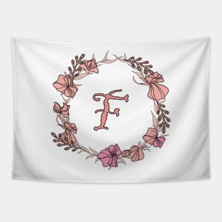 Letter F Rose Pink Initial Monogram - Letter f Tapestry