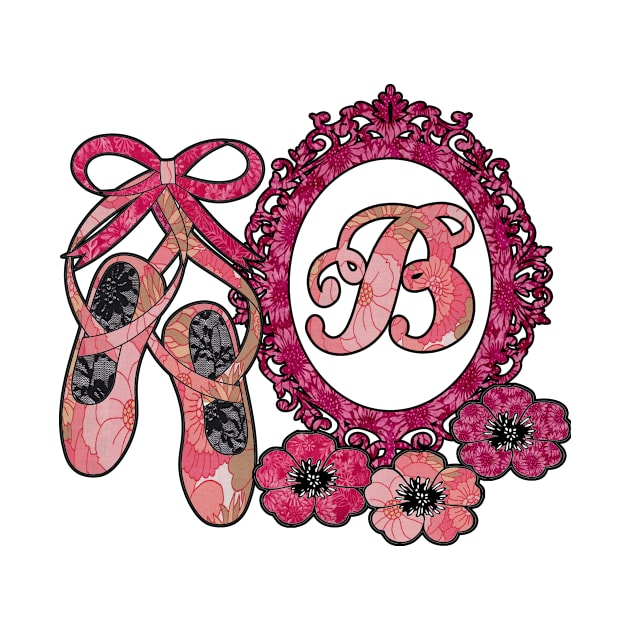 Pink floral ballerina Monogram art B by artbyomega