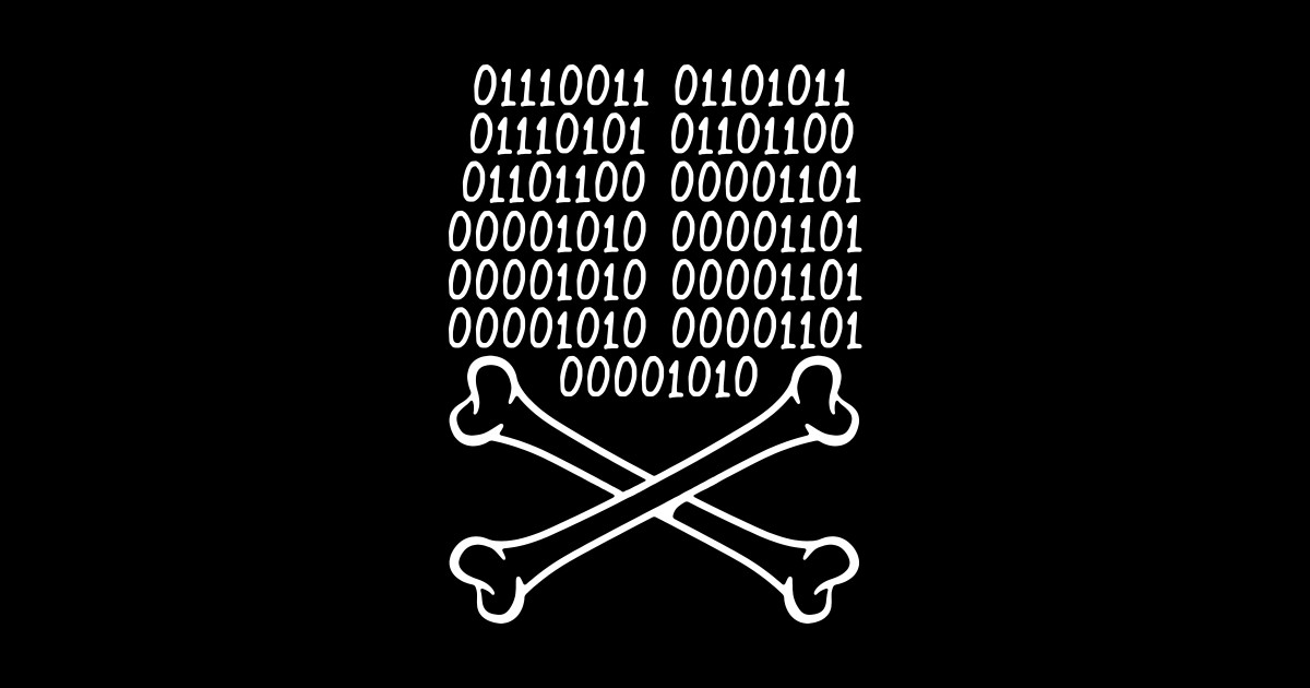 Skull an Bones-Binary language-Pirate-Computing - Skulls - Sticker ...
