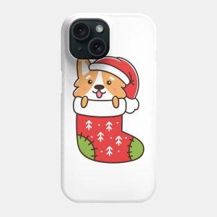Corgi puppy in christmas sock Phone Case
