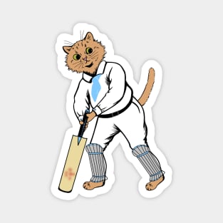 Cricket Batsman Cat Magnet