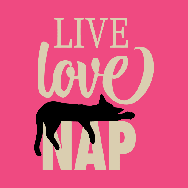 Live Love Nap Sleepy Black Cat - Lazy Day Kitty Lover by cottoncanvas