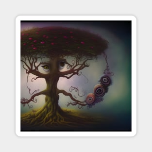 I Spy With My Big Eye - Surreal Tree AI Art Magnet