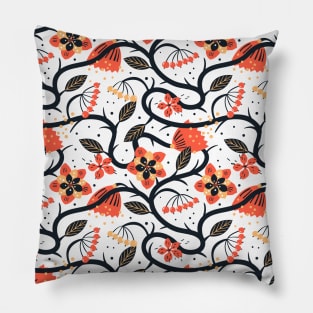 Orange Flower Pattern Pillow