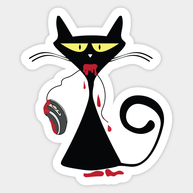 Red Blood Cat with Computer Mouse - Catshirt - Sticker