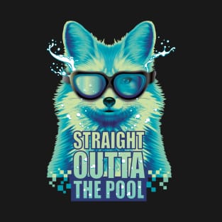 Straight outta the pool fox swimmer jumping into the water T-Shirt