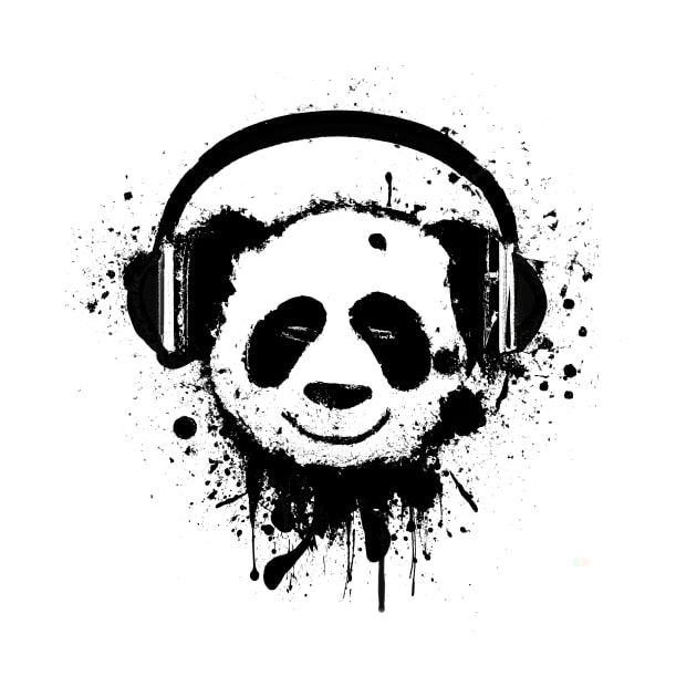 Panda Bear Wearing Headphones by Mister Graphics