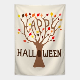 Happy Halloween Fall Tree Tapestry