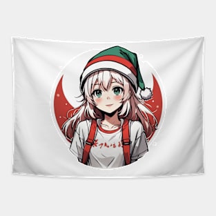 Silvered Haired Anime Girl wearing green hat Tapestry