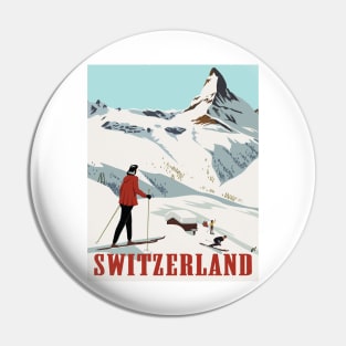 Original Switzerland Vintage Style Travel Poster Pin