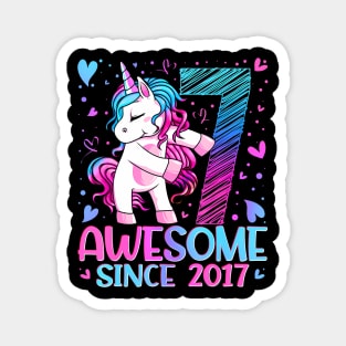 Years Old Flossing Unicorn 7th Birthday Girl Party Magnet