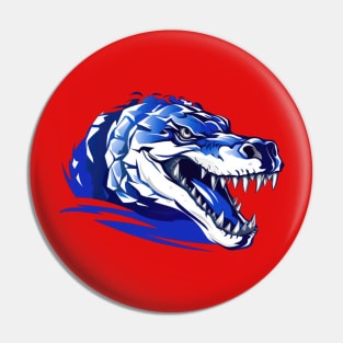 Blue Crocodile Head Logo Pin