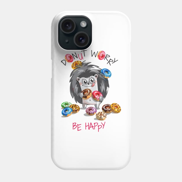 hedgehog donut worry Phone Case by Mako Design 