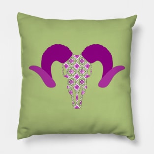 Floral Ram Skull Pillow