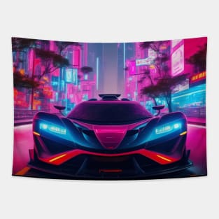 Asian Neon Velocity: Futuristic Thrill Ride Tapestry