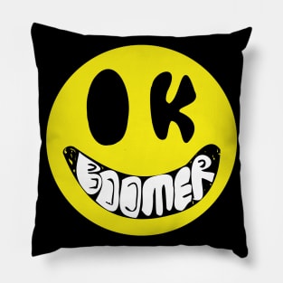 OK Boomer Smiley, Happy Face, Crappy Face Pillow