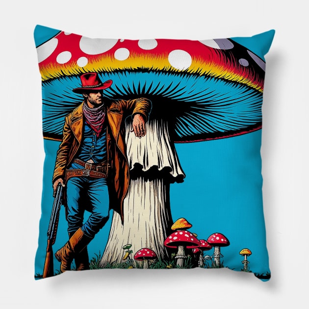 Mushroom Cowboy Pillow by Sideways Tees